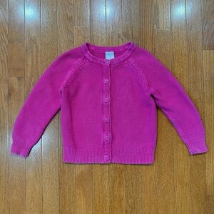 Hanna Andersson Girls 5 110 Cardigan Sweater 100% Cotton Crewneck Pink Button Up
